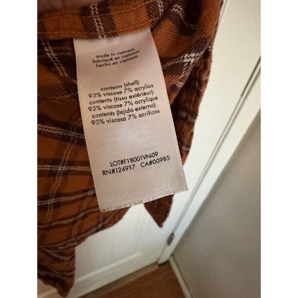 Onia Liam Tartan Check Pumpkin Relaxed Button Pockets Shirt L - Picture 4 of 7